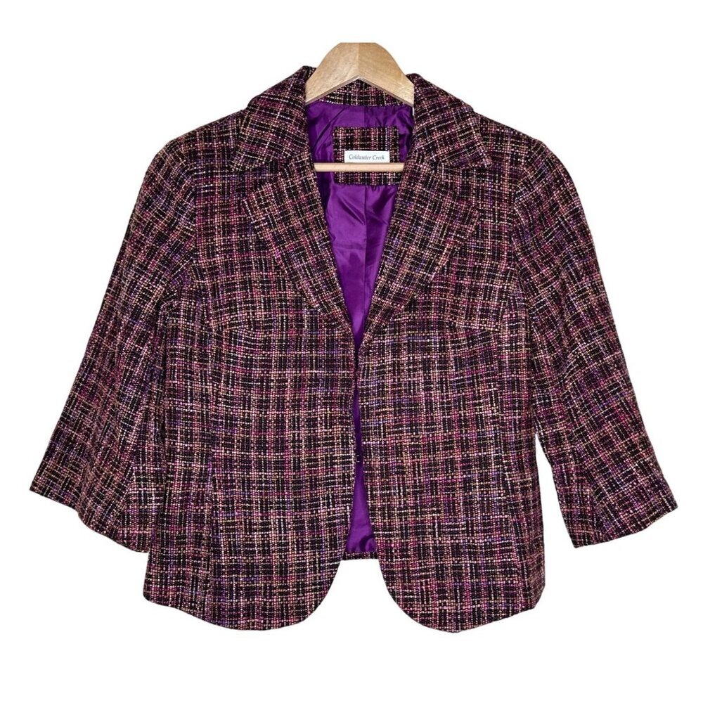 Coldwater Creek Wool Blend Blazer Womens Size‎ 10 Lined Tweed Multicolor Jacket
